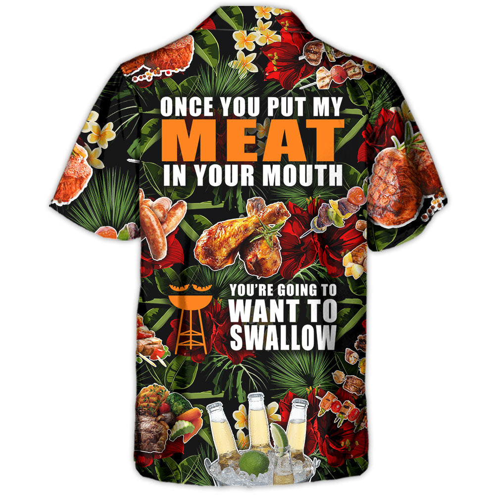 Funny Barbecue BBQ Grill Food Hawaiian Shirt Detailed Pattern View For Coastal Travel