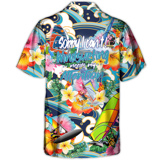 Windsurfing Adventure Graphic Hawaiian Shirt Artwork View For Summer Travel