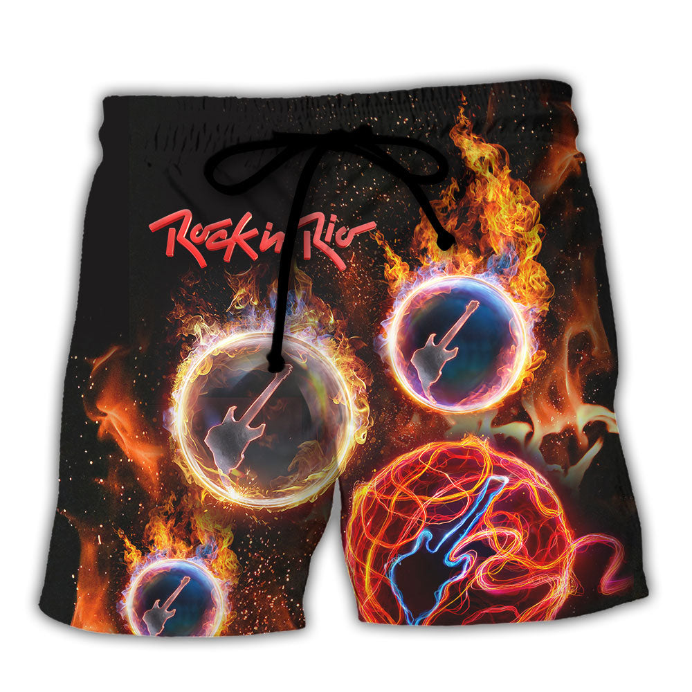 Fire Rock Music Beach Shorts For Oceanfront Escapes And Travel Ready Comfort