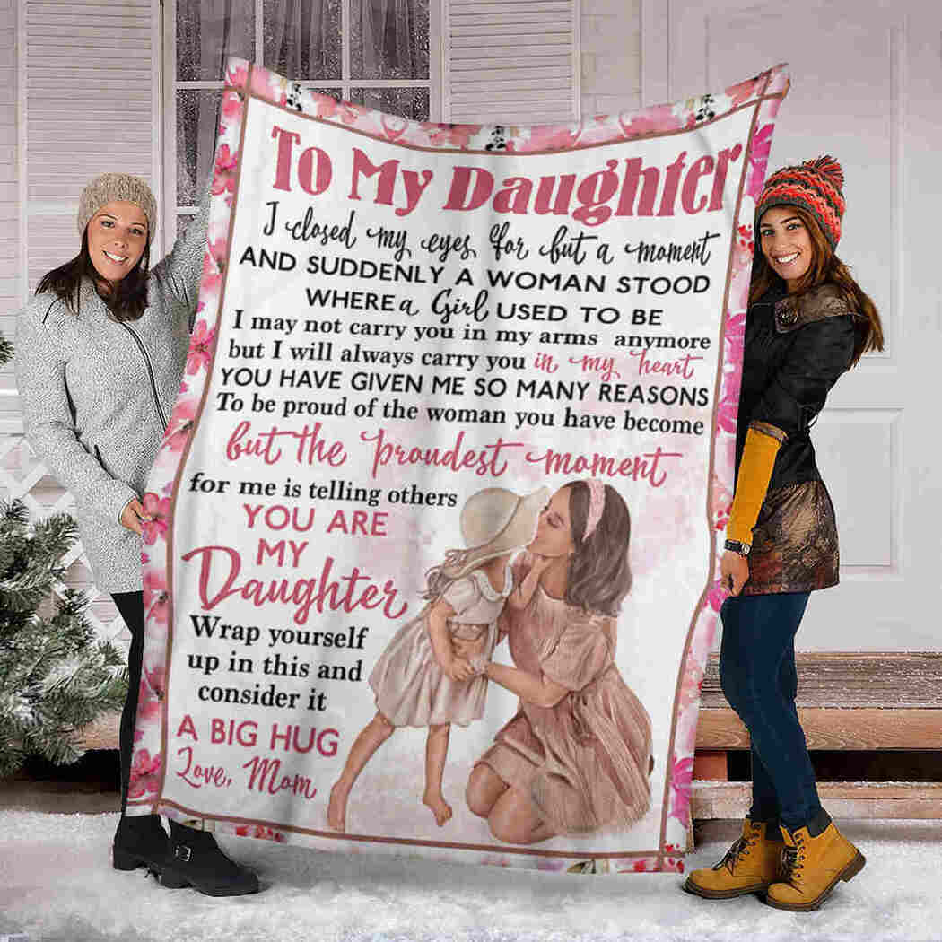 Family To My Daughter Love Mom Daughter Flannel Blanket For Cozy Bedroom Sofa Decor