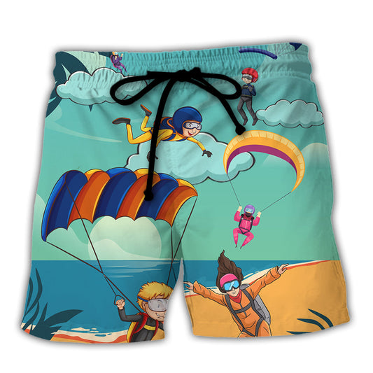 Coastal Parasailing Sky Beach Shorts For Tropical Holidays And Thoughtful Gift Giving