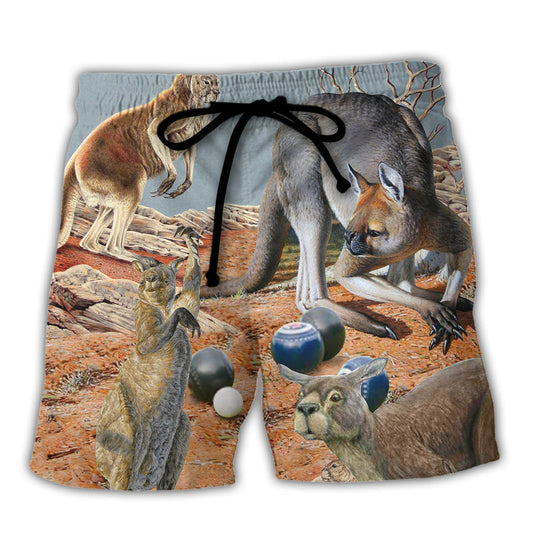 Kangaroo Lawn Bowling Fun Style Beach Shorts For Sports Fan Vacation Wear