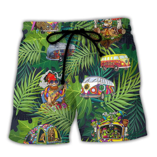 Camping Funny Hippie Stay Trippy Tropical Beach Shorts For Beach Days And Resort Travel