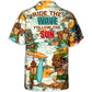 Funny Surfing Bear Hawaiian Shirt Fabric Pattern Detail For Resort Wear