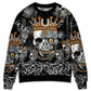 Blue Smoke Flaming Skull Sweater For Alternative Fashion Events And Thoughtful Seasonal Gifts