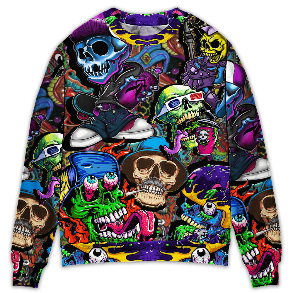 Colorful Skull Sweater For Art Fans Travel Parties And Distinctive Casual Style