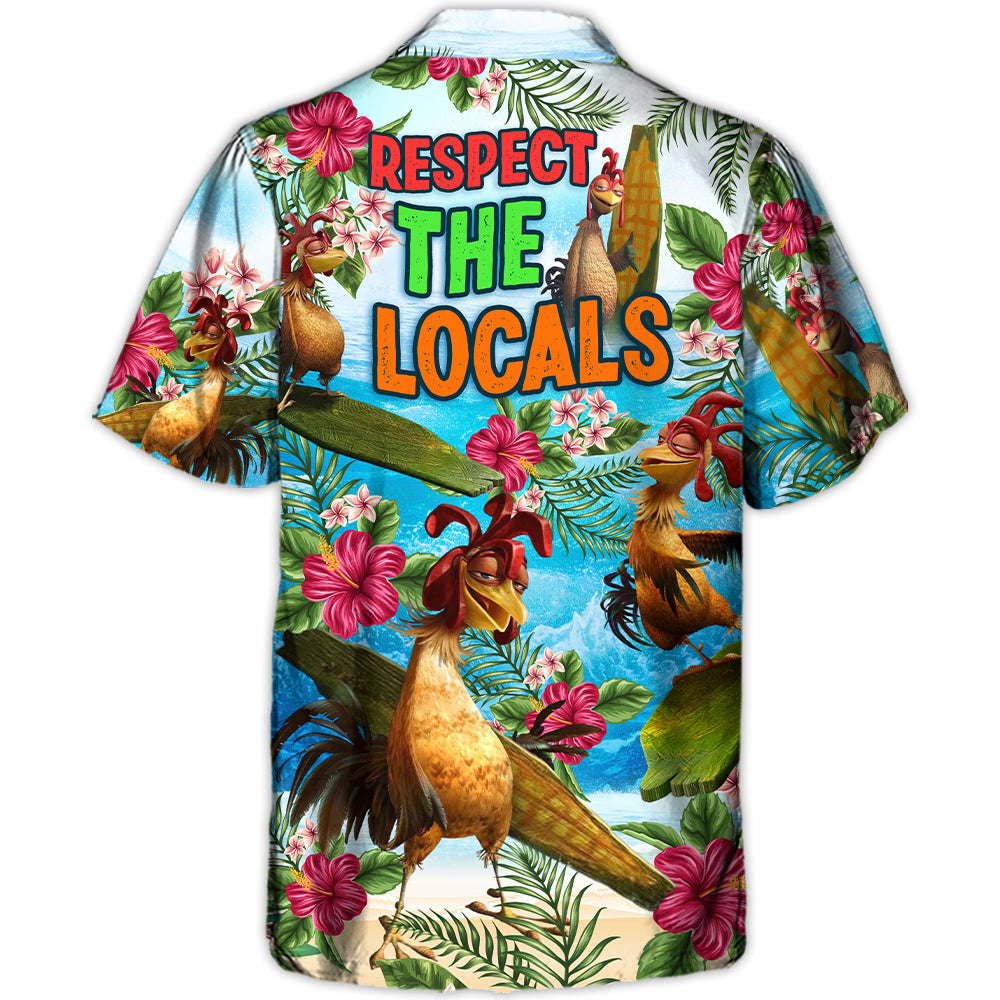 Tropical Funny Surfing Chicken Hawaiian Shirt Artwork View For Outdoor Gatherings