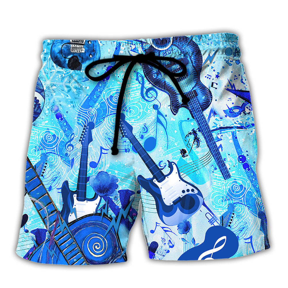 Guitar Music Cool Art Style Beach Shorts For Music Lover Vacation Wear