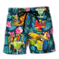 Parrot Drinking Cocktail The Beach Is My Happy Beach Shorts For Food And Drink Fans