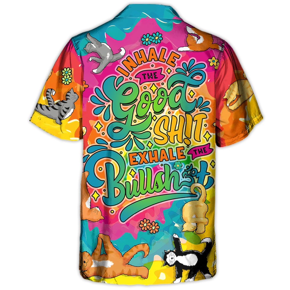 Funny Cat Yoga Hawaiian Shirt Pattern View For Lightweight Everyday Style