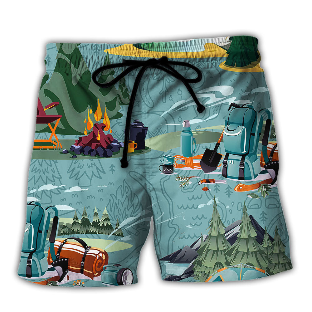 Camping Real Campers Smell Like Adventure Funny Beach Shorts For Outdoor Activities And Vacation Styling