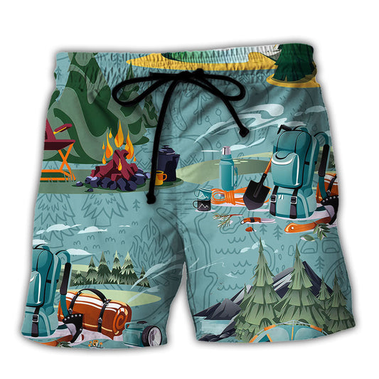 Camping Real Campers Smell Like Adventure Funny Beach Shorts For Outdoor Activities And Vacation Styling