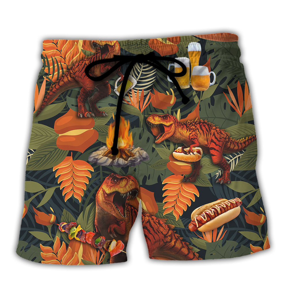 Camping Dinosaur Beach Shorts For Poolside Relaxation And Travel Ready Comfort