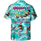 Coastal Funny Waterskiing Water Activity Hawaiian Shirt Fabric Pattern Detail For Island Holidays