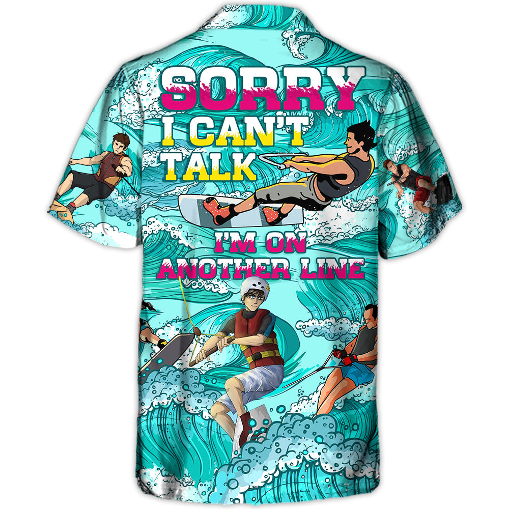 Coastal Funny Waterskiing Water Activity Hawaiian Shirt Fabric Pattern Detail For Island Holidays