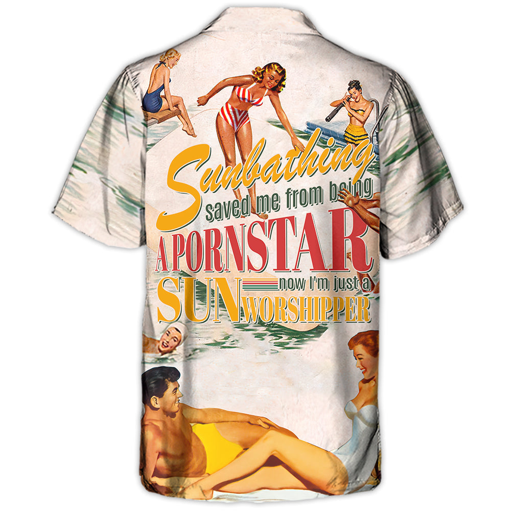 Sunbathing Sun Worshipper Hawaiian Shirt For Summer Vacation And Beach Travel