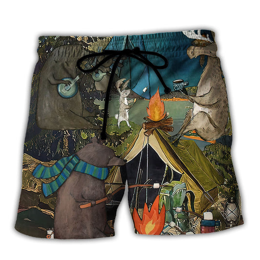 Camping Marshmallow Fire Funny Camping Quote Beach Shorts For Sunny Getaways And Casual Coastal Wear