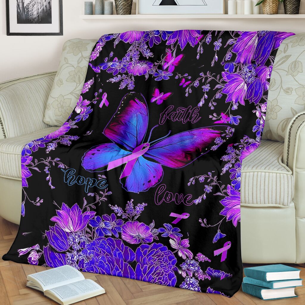 Breast Cancer Awareness Butterfly Flannel Blanket For Cozy Bedroom Sofa Decor