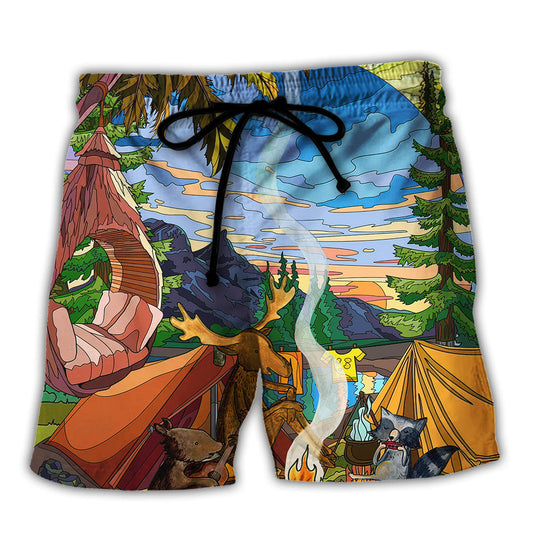 Camping Nutty Camping Friends Funny Quote Beach Shorts For Vacation Travel And Relaxed Outdoor Comfort
