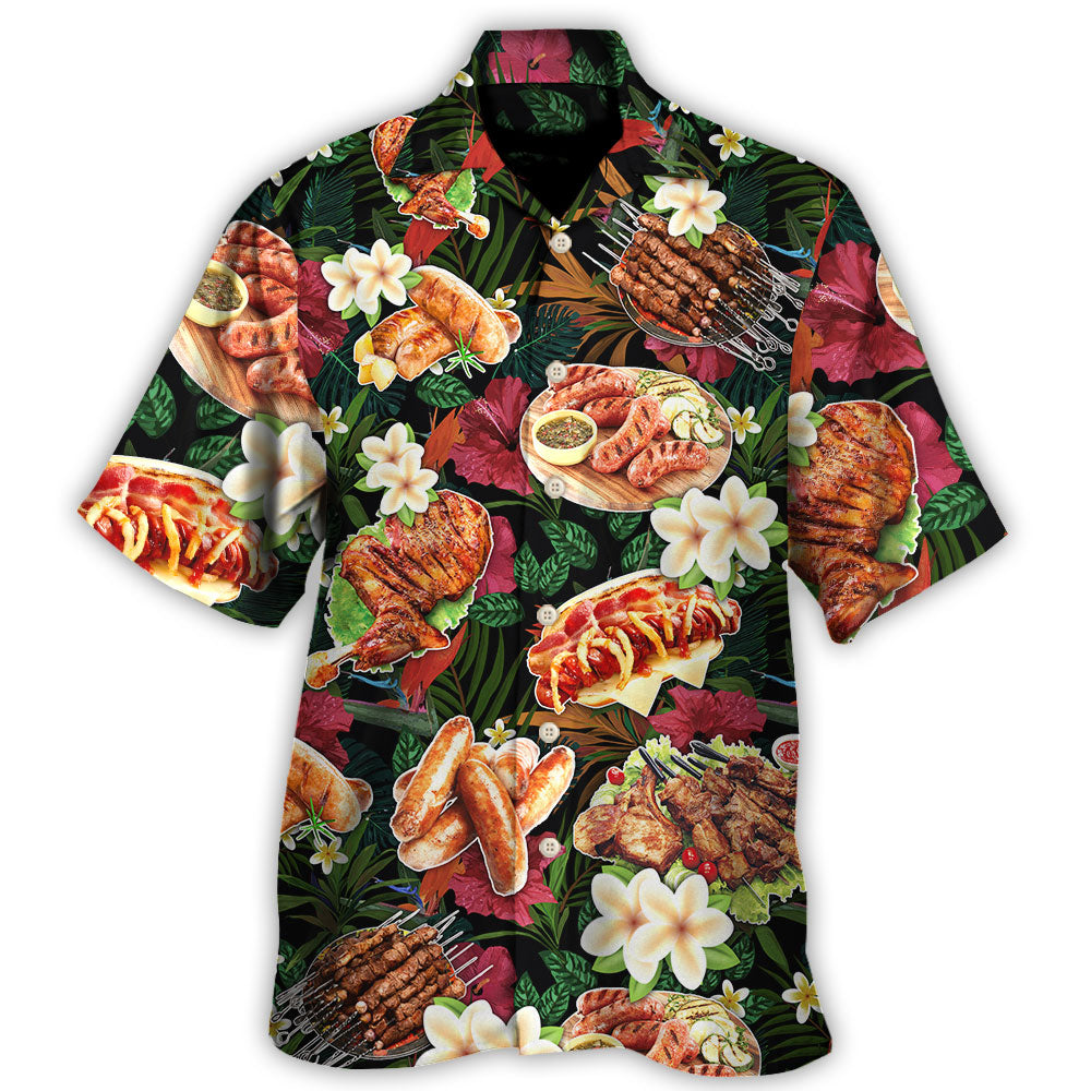 Funny Barbecue BBQ Hawaiian Shirt Graphic Artwork Detail For Warm Weather Events