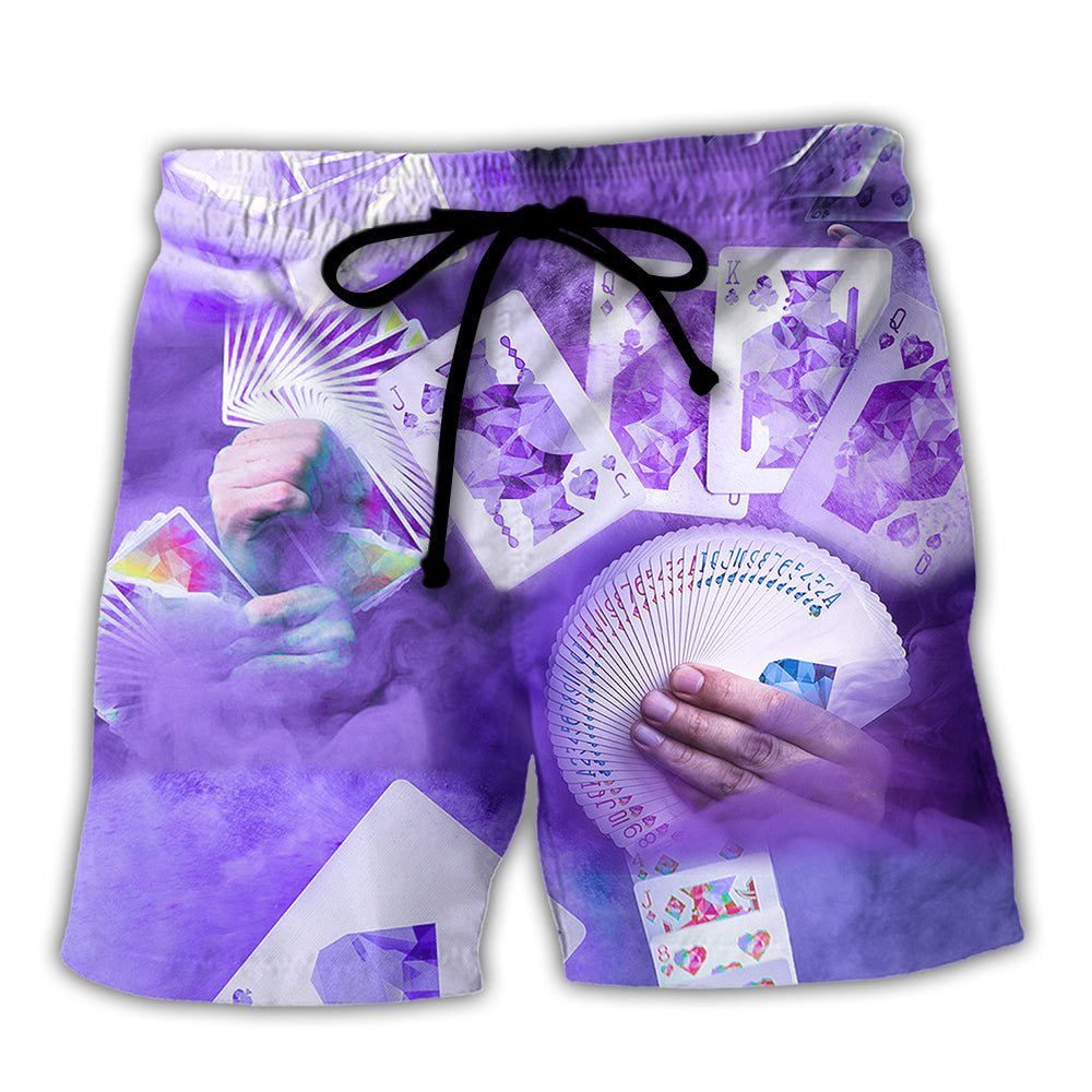 Gambling Purple Beach Shorts Design Detail For Resort And Beach Day Style