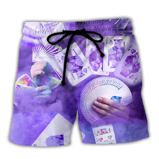 Gambling Purple Beach Shorts Design Detail For Resort And Beach Day Style