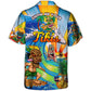 Funny Surfing Vacation Sport Hawaiian Shirt Fabric Pattern Detail For Resort Wear