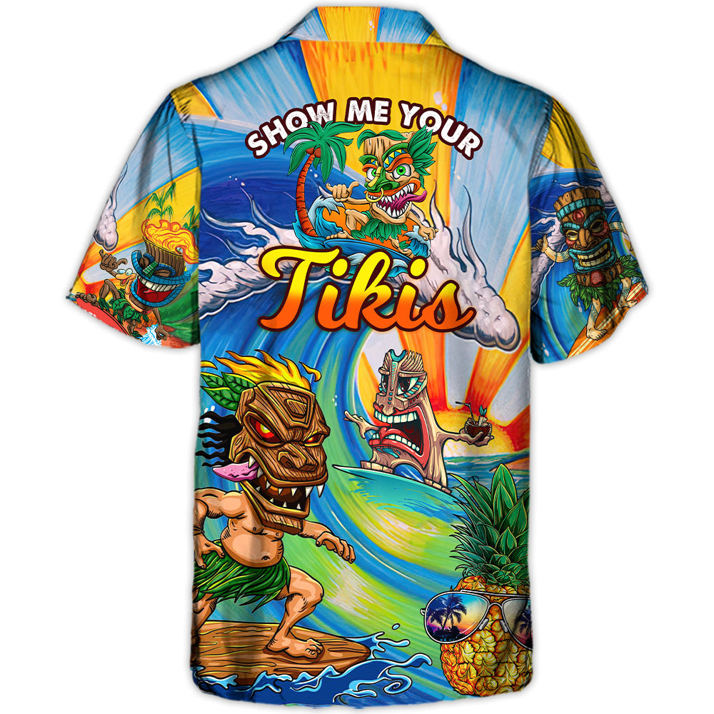 Funny Surfing Vacation Sport Hawaiian Shirt Fabric Pattern Detail For Resort Wear