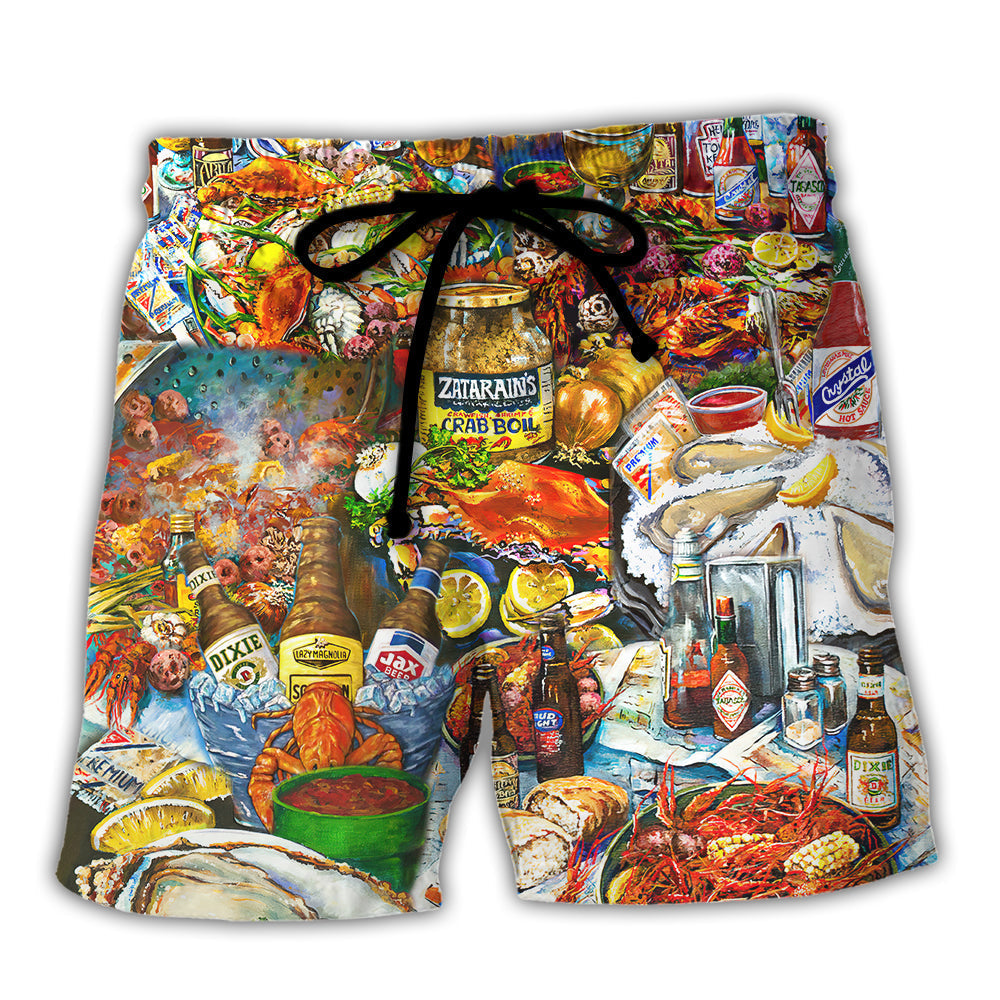 Festival Seafood Food Beach Shorts For Weekend Travel And Easy Warm Weather Wear