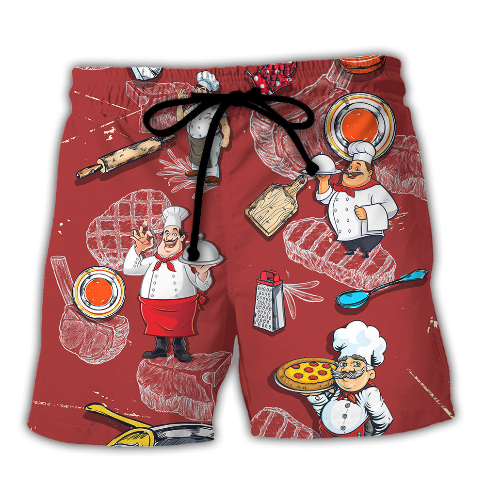 Cooking Saved Me Funny Chef Lover Beach Shorts For Summer Vacation Wear