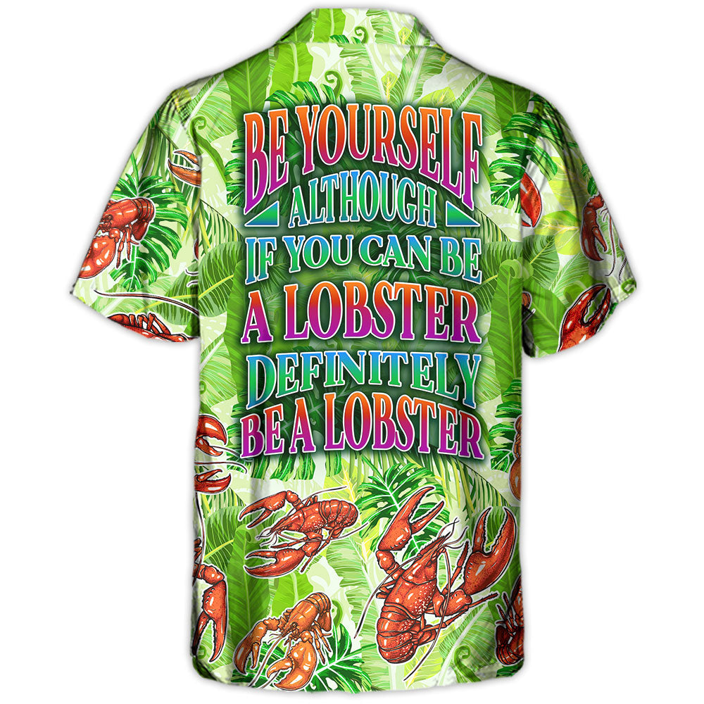 Tropical Lobster Hawaiian Shirt Collar And Front View For Coastal Travel