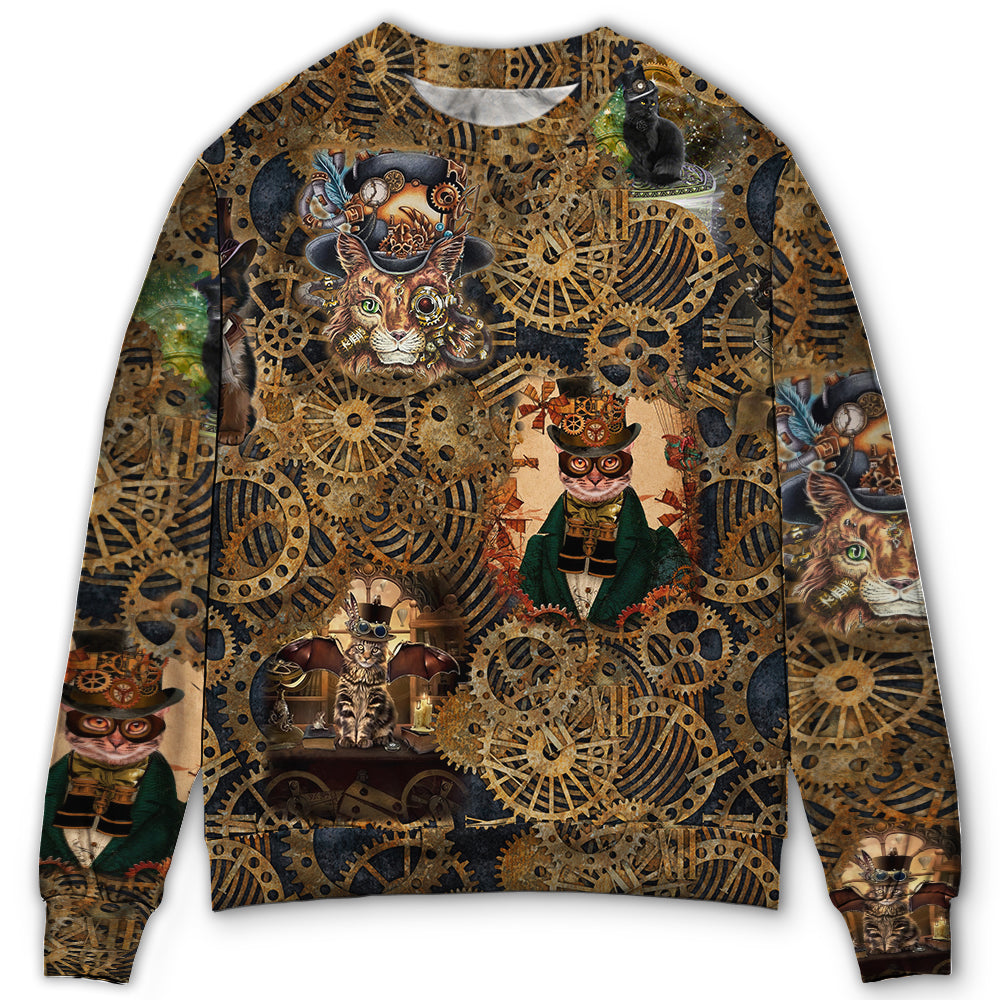 Vintage Cat Retro Heart Sweater For Playful Everyday Outfits Travel And Comfortable Daily Wear