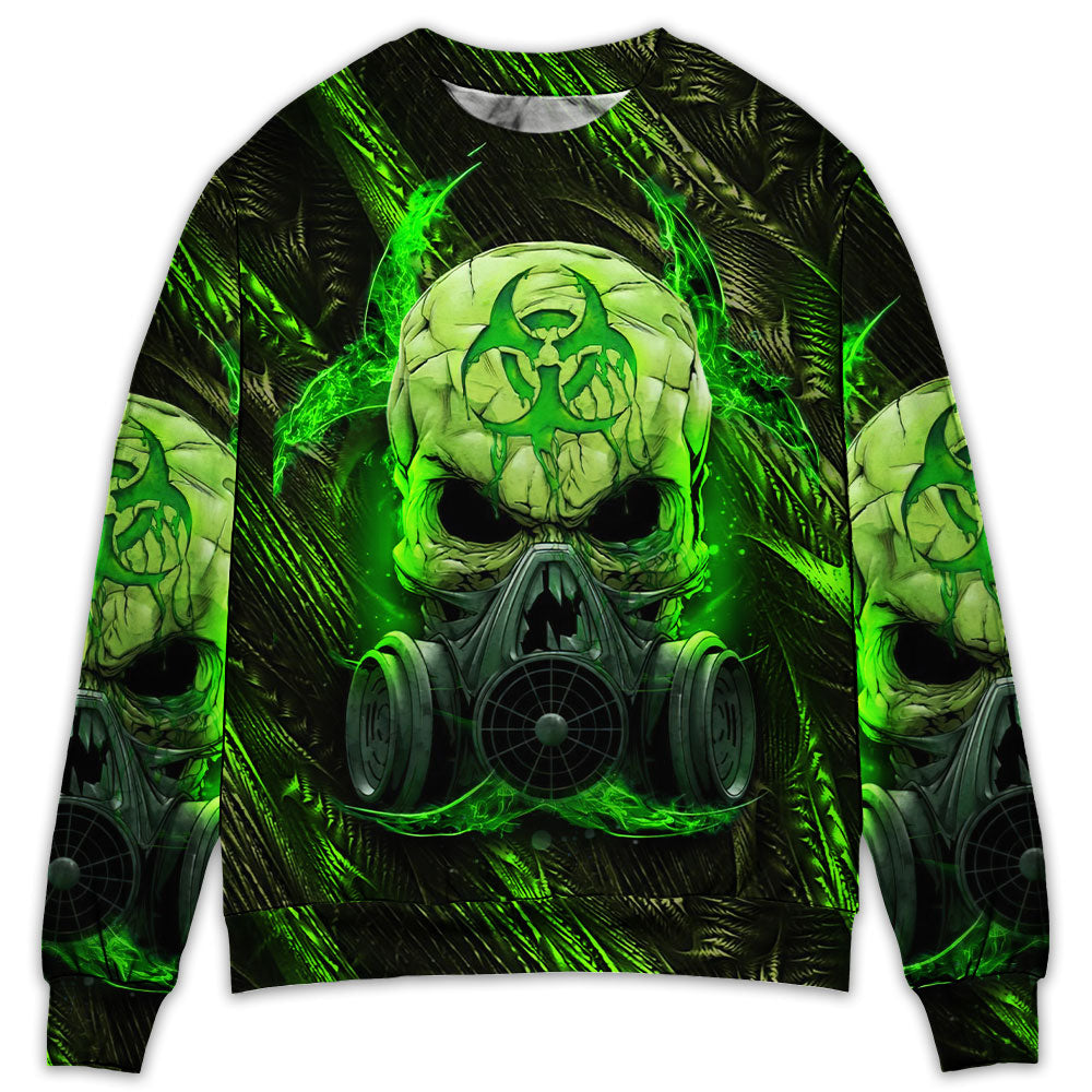 Green Lightning Skull Mask Sweater For Fantasy Fans Casual Outings And Weekend Adventures
