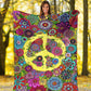 Hippie Colorful Hippie Peace Flannel Blanket For Cozy Bedroom Sofa Decor
