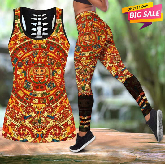 Aztec Inspired Mexican Heritage Hollow Tank Top For Yoga Workouts And Casual Wear