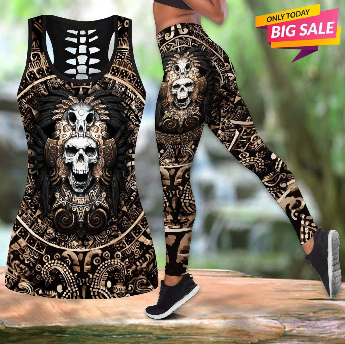 Aztec Warrior Mexican Skull Hollow Tank Top For Workouts Festivals And Bold Style