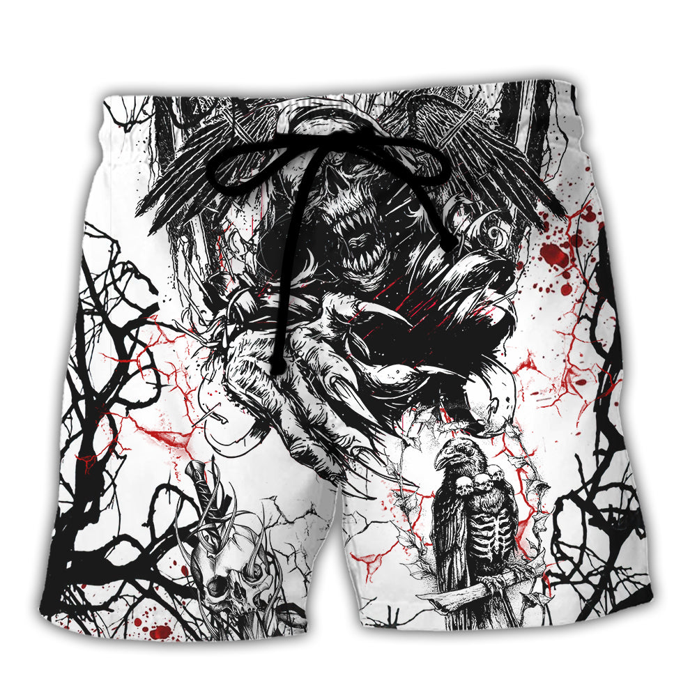 White Skull Beach Shorts For Oceanfront Escapes And Easy Warm Weather Wear