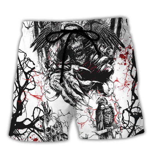 White Skull Beach Shorts For Oceanfront Escapes And Easy Warm Weather Wear