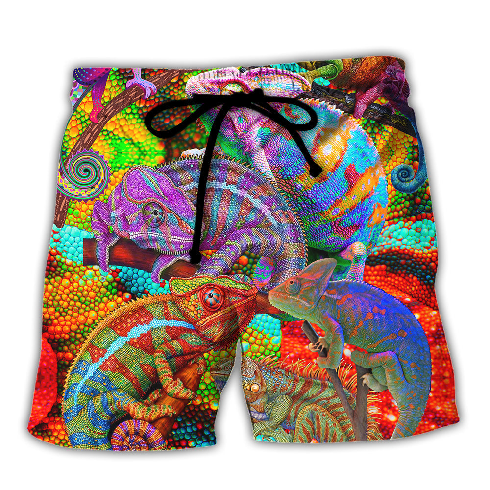 Chameleon Beach Shorts For Island Getaways And Leisure And Relaxation