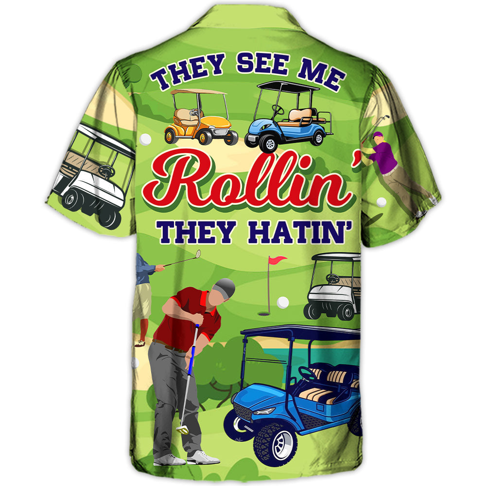 Coastal Funny Golf Activity Hawaiian Shirt Summer Design Detail For Outdoor Gatherings