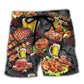 BBQ Meat Warning BBQ Zone Funny Grill Beach Shorts For Food And Drink Fans