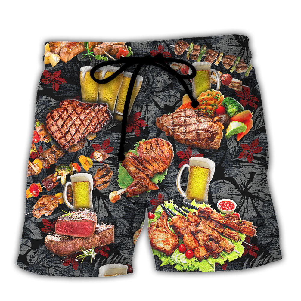 BBQ Food Beach Shorts For Resort Getaways And Comfortable Daily Use
