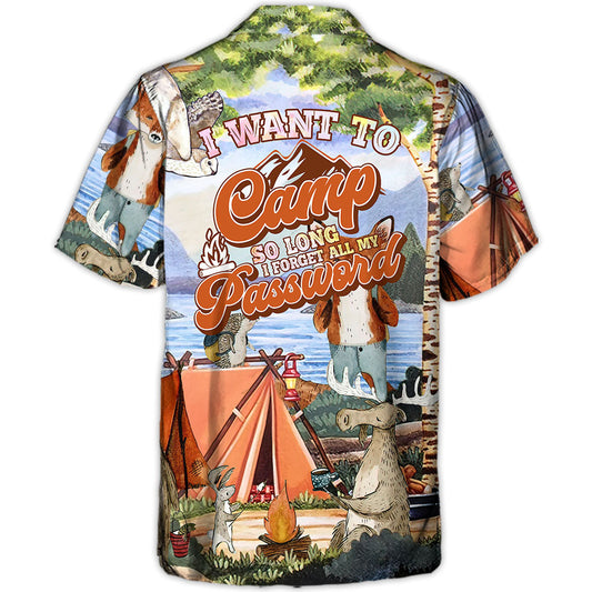 Camping Camp Forget Password Hawaiian Shirt Print Closeup For Coastal Travel