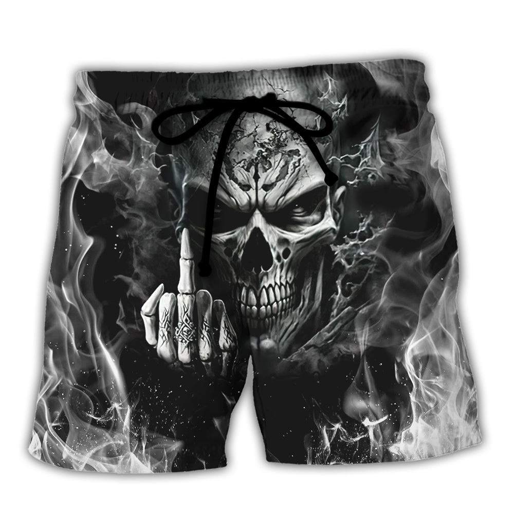 Skull Bold Warning About Protecting Your Beach Shorts For Bold Summer Vacation Style