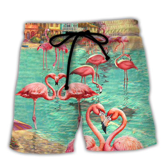 Coastal Flamingo Beach Shorts For Poolside Relaxation And Weekend Casual Style