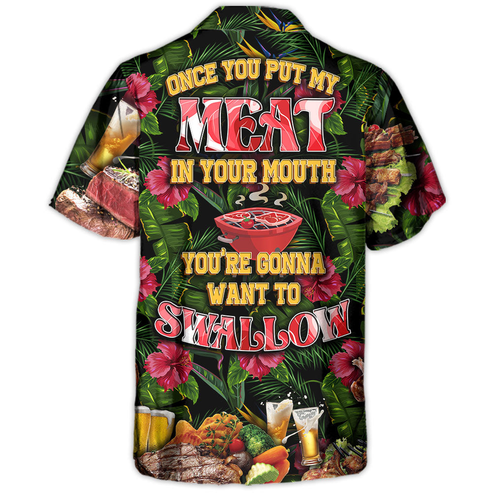 Funny Barbecue Food Grill Hawaiian Shirt Fabric Pattern Detail For Weekend Trips