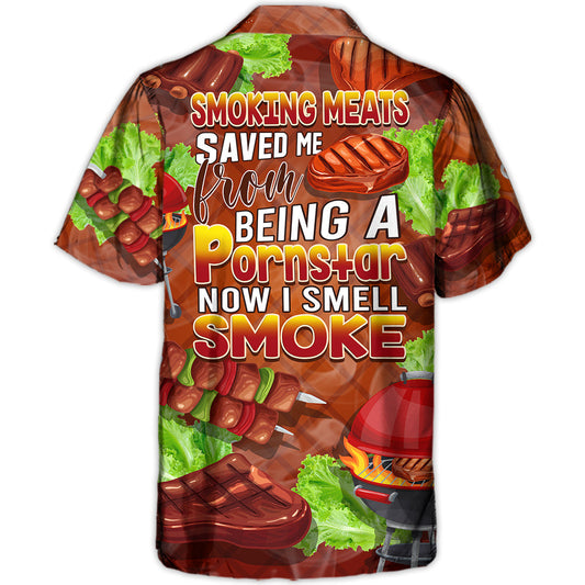 Funny Smoking Meats BBQ Smoke Gift Hawaiian Shirt For Resort Getaways And Comfortable Summer Activities