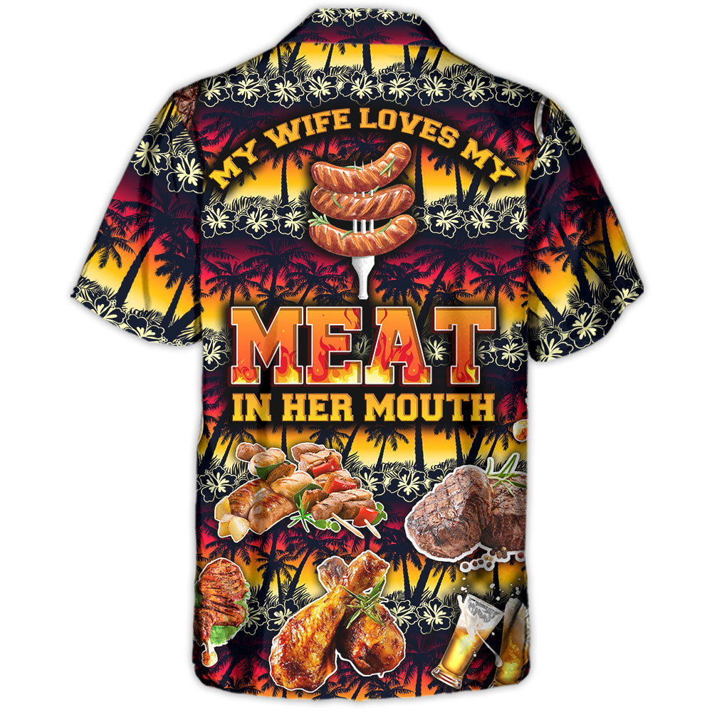 Funny Barbecue Food Meat Grill Hawaiian Shirt Creative Print View For Resort Wear