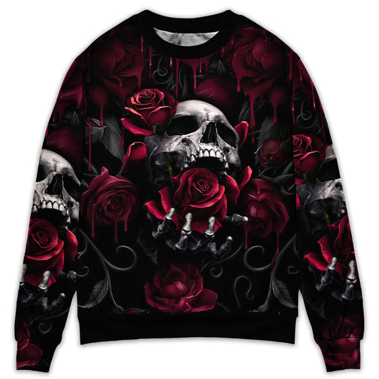 Rose Blood Dark Screaming Skull Sweater For Halloween Events Weekend Outings And Creative Gift Giving