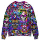 Hippie Colorful Skull Sweater For Art Lovers Holidays Parties And Comfortable Wear